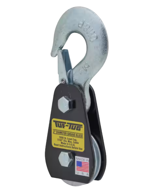 2-Inch Wire Rope Block with Hook Mount – 1,000 lb Capacity