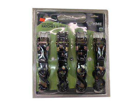 Camo Webbing Ratchet Straps 4pk